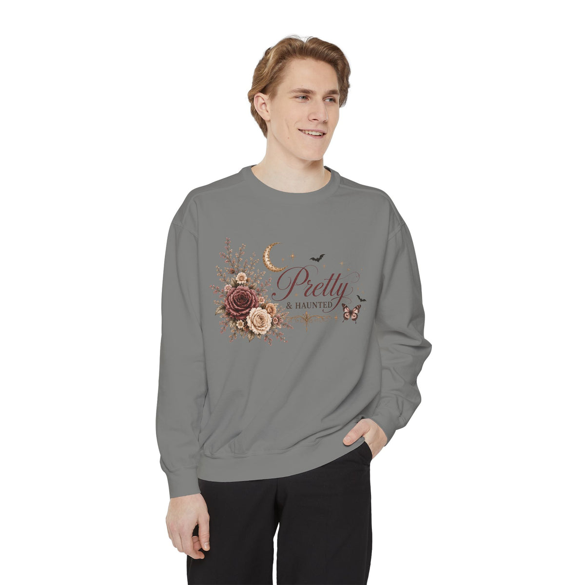Comfort Color Crewneck- Pretty & Haunted — Soft Rebellion: After Dark 🌙🌹